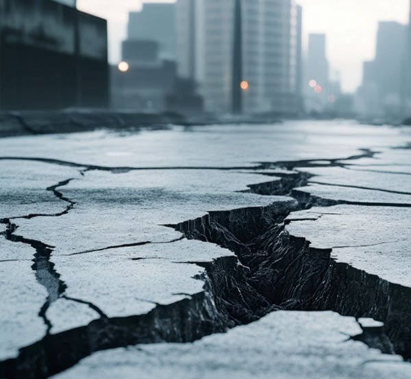 Deep cracks in city road